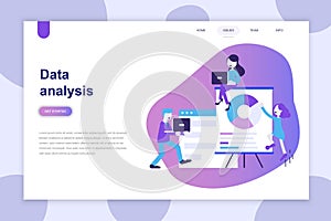 Modern flat design concept of Data Analysis for website and mobile website. Landing page template.
