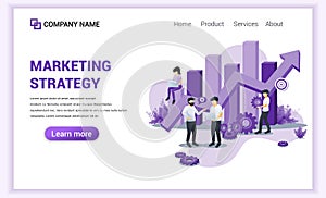 Modern Flat design concept of Marketing Strategy with characters in progress at work. Can use for web banner, content strategy, in
