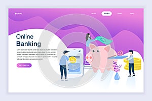 Modern flat design concept of Online Banking for website and mobile website development. Landing page template.