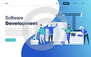 Modern flat design concept of Software Development for website and mobile website development. Landing page template.