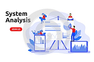 Modern flat design concept for system analysis. Big data analysis.