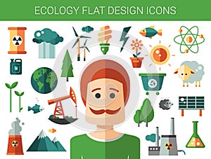 Modern flat design conceptual ecological icons and