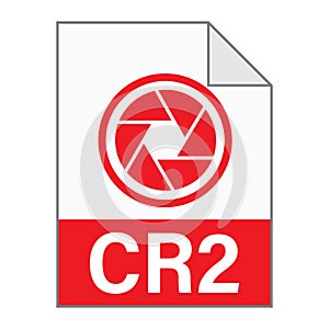 Modern flat design of CR2 file icon for web