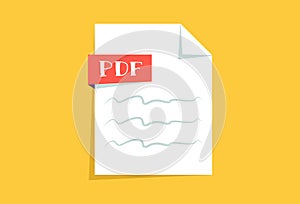 Modern flat design document icons. File format PDF. Vector image on yellow background