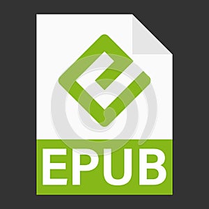 Modern flat design of EPUB file icon for web