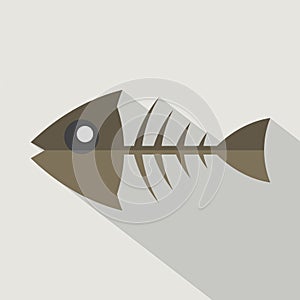 Modern Flat Design Fishbone Icon.