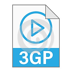 Modern flat design of 3GP file icon for web