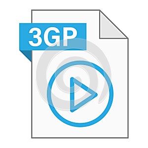 Modern flat design of 3GP file icon for web