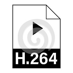 Modern flat design of H.264 file icon for web