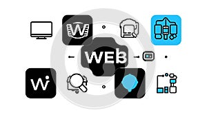 Web Technology and Internet Services Icon Concept