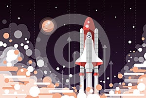 Modern flat design illustration of space shuttle