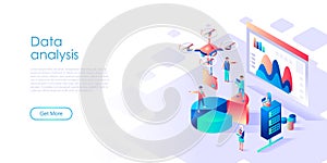 Modern flat design isometric concept of Auditing, Data Analysis for banner and website. Isometric landing page template. Audit