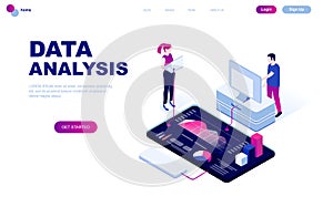 Modern flat design isometric concept of Auditing, Data Analysis decorated people character for website