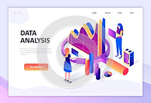 Modern flat design isometric concept of Auditing, Data Analysis decorated people character for website