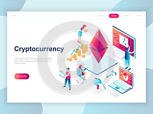 Modern flat design isometric concept of Cryptocurrency Exchange for banner and website. Isometric landing page template.