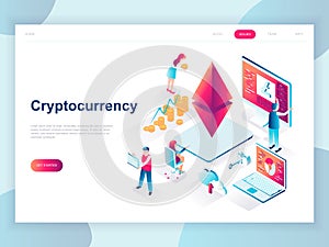 Modern flat design isometric concept of Cryptocurrency Exchange for banner and website. Isometric landing page template. Farm for