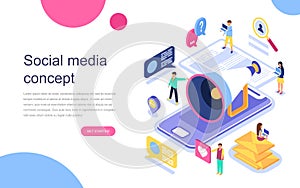 Modern flat design isometric concept of Social Media for banner and website. Landing page template.