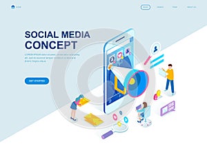 Modern flat design isometric concept of Social Media decorated people character for website and mobile website