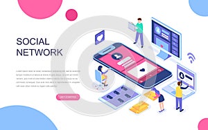 Modern flat design isometric concept of Social Network for banner and website.
