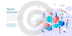 Modern flat design isometric concept of Team Success for banner and website. Isometric landing page template. Successful business