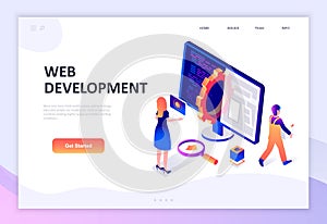 Modern flat design isometric concept of Web Development decorated people character for website