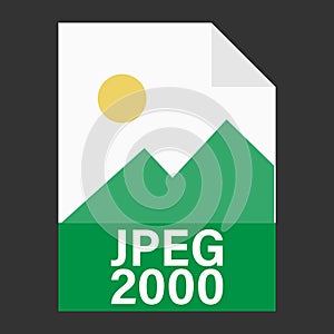Modern flat design of JPEG 2000 file icon for web