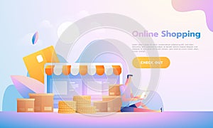 Modern Flat design people and Business concept for M-Commerce, easy to use and highly customizable. Modern vector