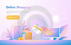 Modern Flat design people and Business concept for M-Commerce, easy to use and highly customizable. Modern vector