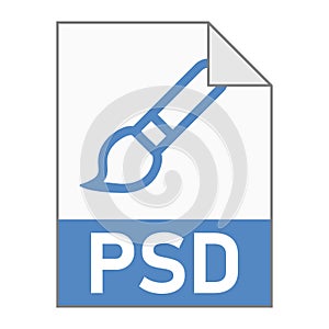 Modern flat design of PSD file icon for web