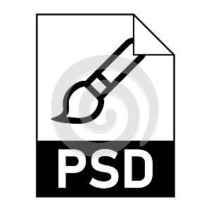 Modern flat design of PSD file icon for web