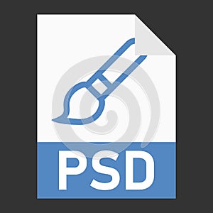 Modern flat design of PSD file icon for web