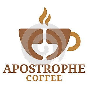 Modern flat design simple minimalist apostrophe coffee logo icon design template vector with modern illustration concept style for