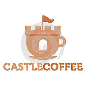 Modern flat design simple minimalist castle kingdom coffee cafe logo icon design template vector with modern illustration concept