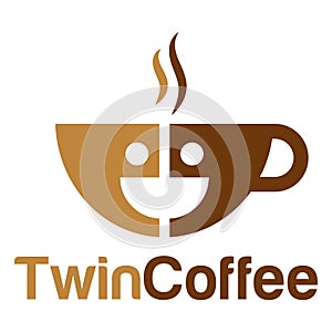 Modern flat design simple minimalist twin coffee logo icon design template vector with modern illustration concept style for cafe