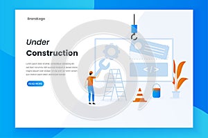 Modern flat design under construction landing page