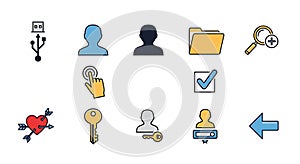 Modern Flat Design Vector Icon Set for User Interface and Design