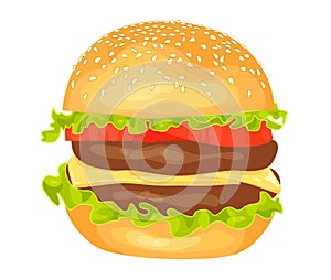 Modern flat design vector illustration of big hamburger