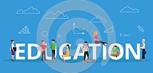 Modern flat design vector illustration, education concept with young people