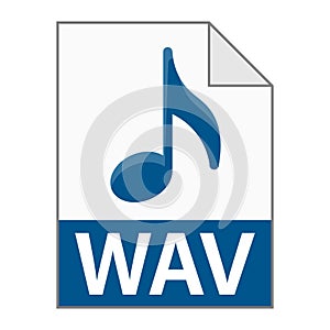 Modern flat design of WAV file icon for web