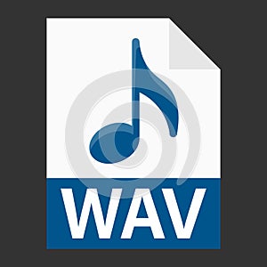 Modern flat design of WAV file icon for web