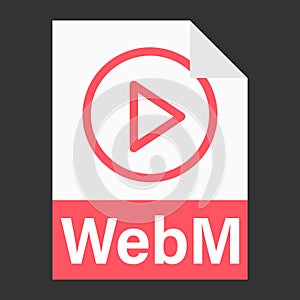 Modern flat design of WebM file icon for web