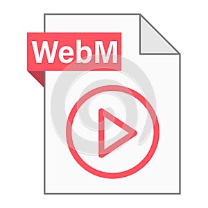 Modern flat design of WebM file icon for web