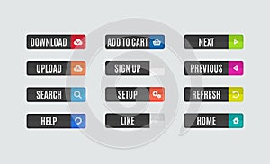 Modern flat design website navigation buttons