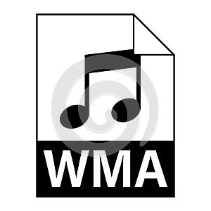 Modern flat design of WMA file icon for web