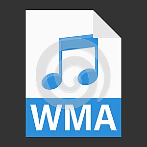 Modern flat design of WMA file icon for web