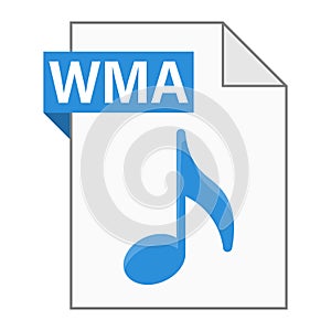 Modern flat design of WMA file icon for web