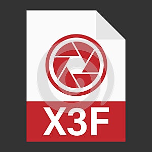 Modern flat design of X3F file icon for web