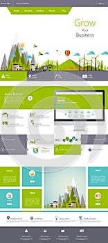 Modern Flat Eco One page website design template.