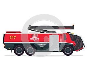 Modern Flat Firefighter Truck Illustration