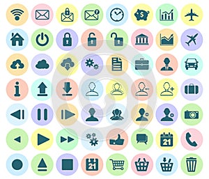 Modern flat icon set of web, multimedia and business icons on a